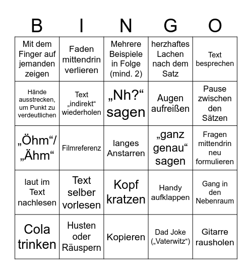 Religionsbingo Card