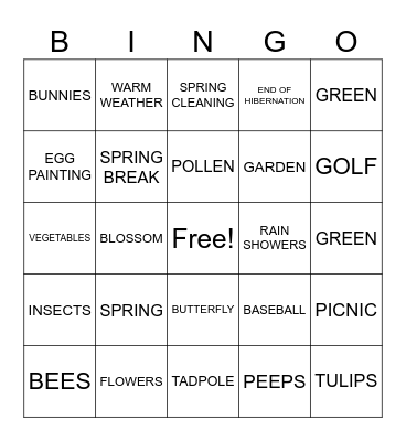 Spring Bingo Card