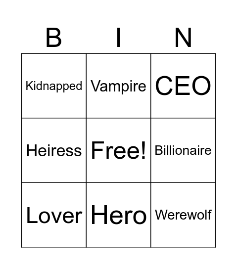 Vertical Short Names Bingo Card