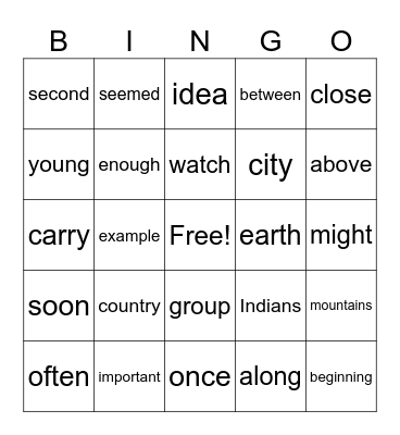 Sight Word Fry List 3 Bingo Card