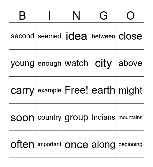 Sight Word Fry List 3 Bingo Card