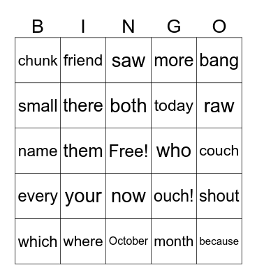 Dakota's Bingo Card