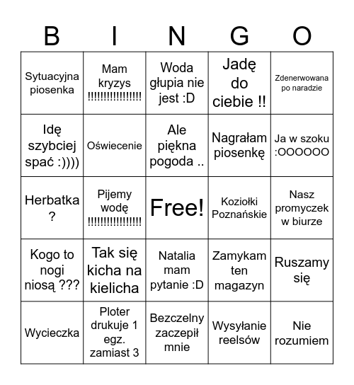 Bingo OLA Bingo Card