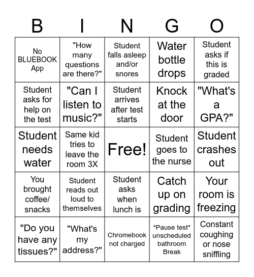 GHAA PSAT Bingo Card
