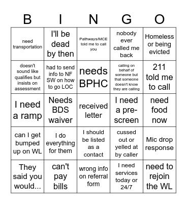 I&A Friday Bingo Card