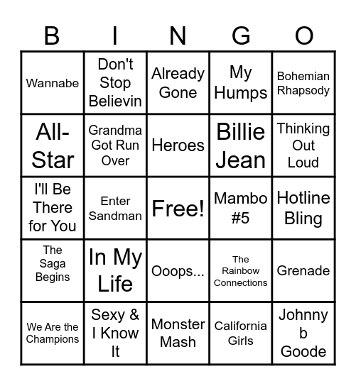 Pop Sonnet Bingo Card