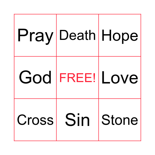GOOD Friday Bingo Card