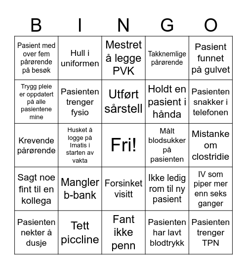 Påskebingo Card