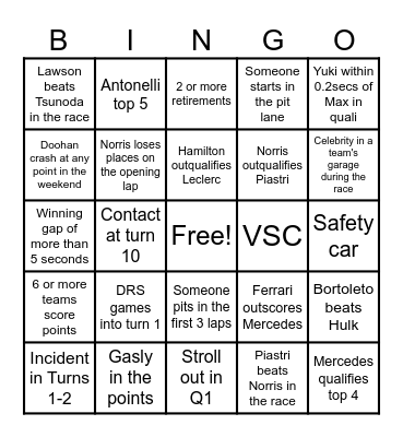 Untitled Bingo Card