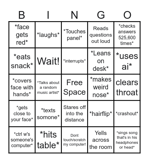 Alex Bingo Card