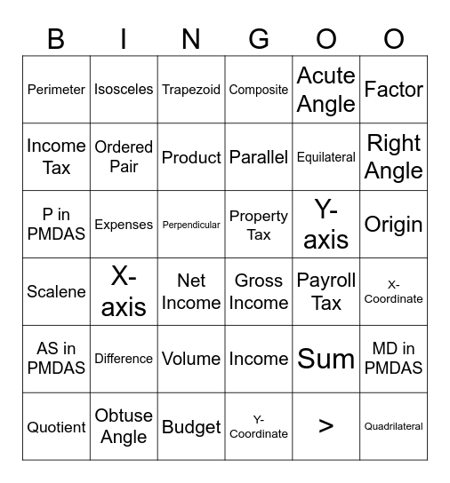 Vocab Bingo Card