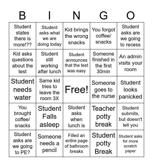 STAAR Bingo Card