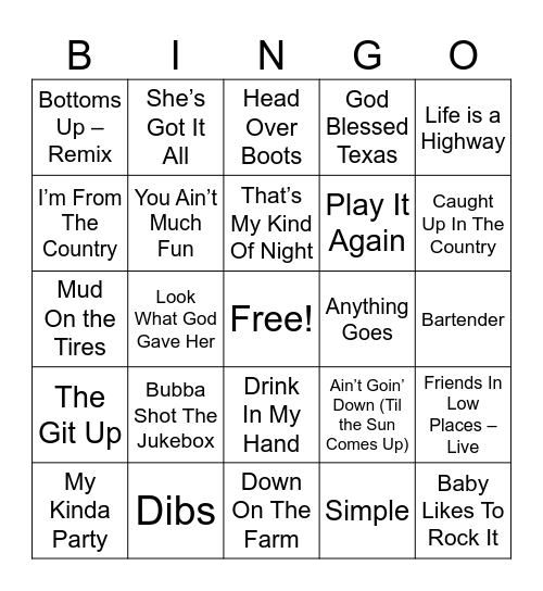 1MB Country Music Bingo Round 3 Bingo Card