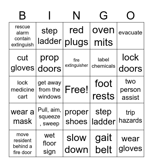 LAO Safety Bingo 2025 Bingo Card