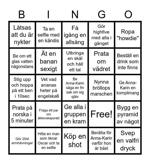 Möhippa Bingo Card