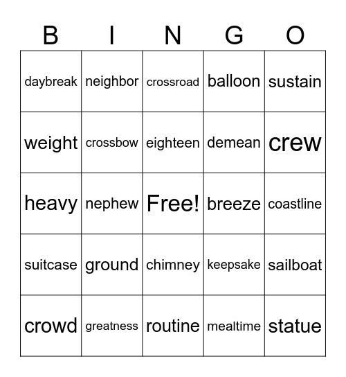 VOWEL TEAMS Bingo Card