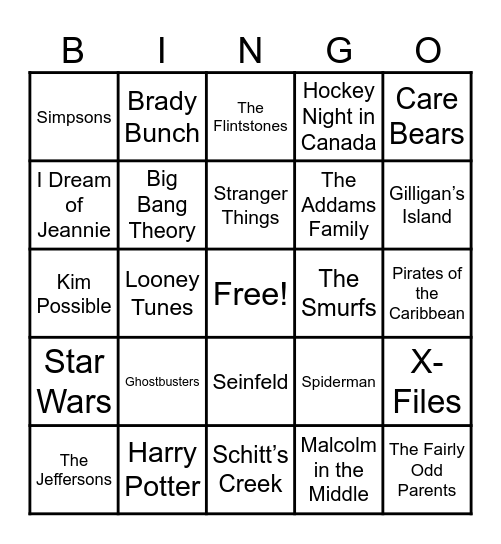 📺Theme Songs📺 Bingo Card