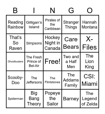 📺Theme Songs📺 Bingo Card