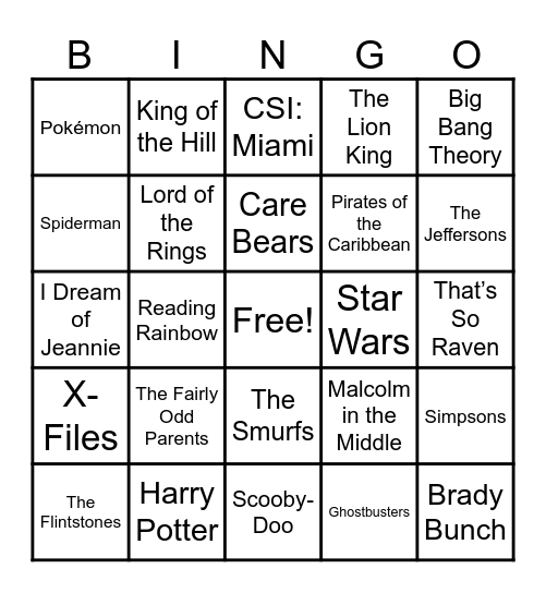 📺Theme Songs📺 Bingo Card
