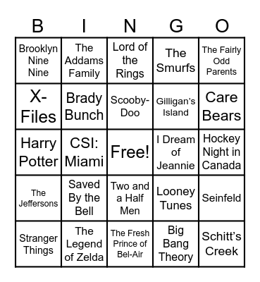 📺Theme Songs📺 Bingo Card
