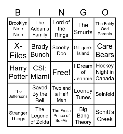 📺Theme Songs📺 Bingo Card