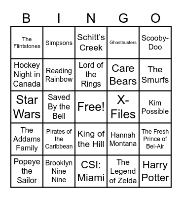 📺Theme Songs📺 Bingo Card