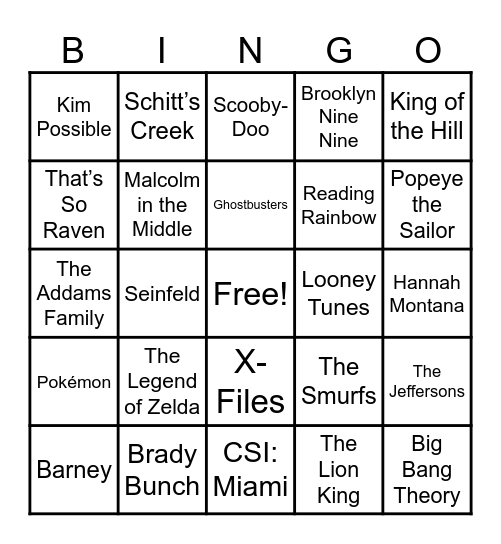 📺Theme Songs📺 Bingo Card