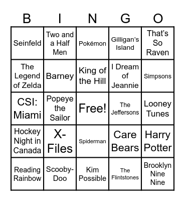 📺Theme Songs📺 Bingo Card