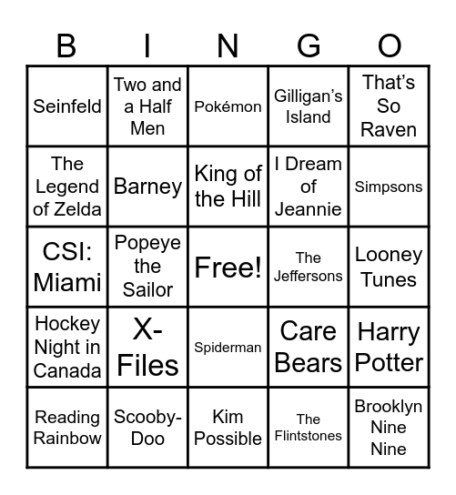 📺Theme Songs📺 Bingo Card