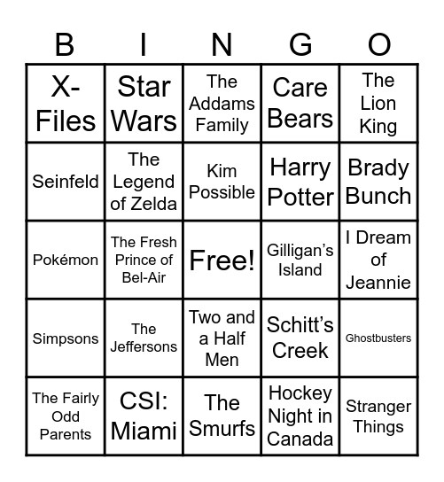 📺Theme Songs📺 Bingo Card