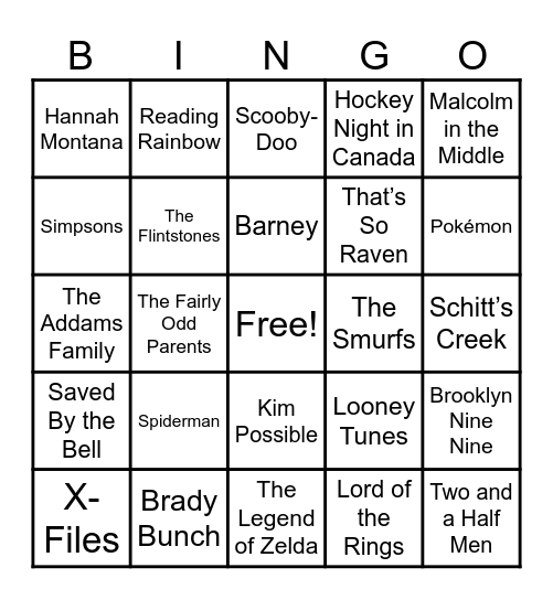 📺Theme Songs📺 Bingo Card
