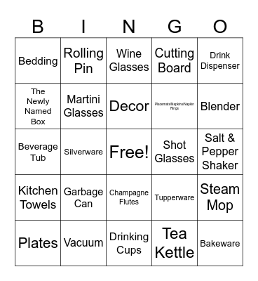 Bridal Shower Bingo Card