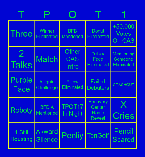 TPOT 17 Bingo Card