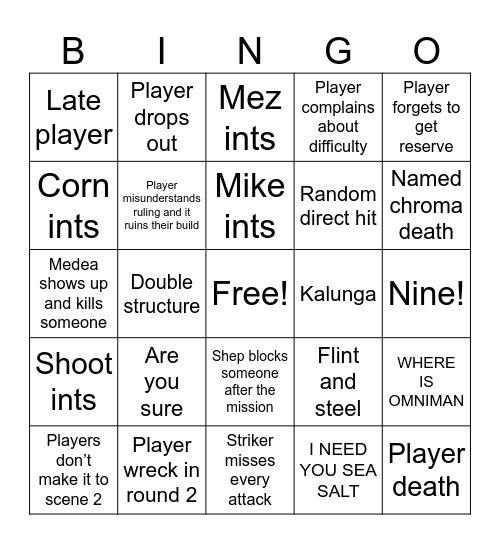 Poisoned Crown Bingo Card