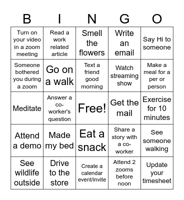 Bug Bash 4/14 Bingo Card
