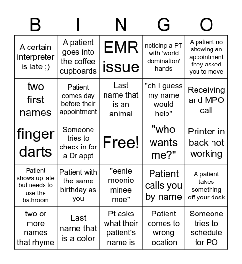 Wango Tango Bingo Card