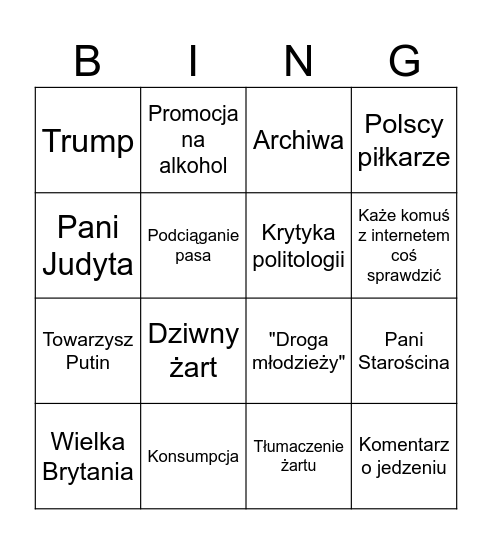 Tebinka Bingo Card