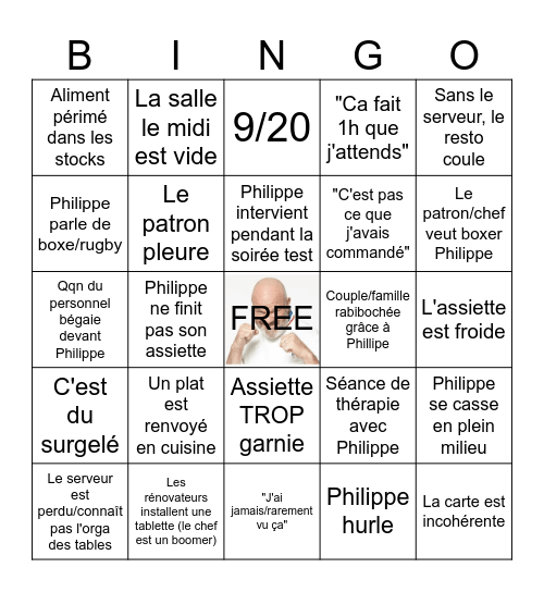 Cauchemar en Cuisine Bingo Card
