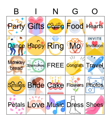 Wedding Bingo! Bingo Card