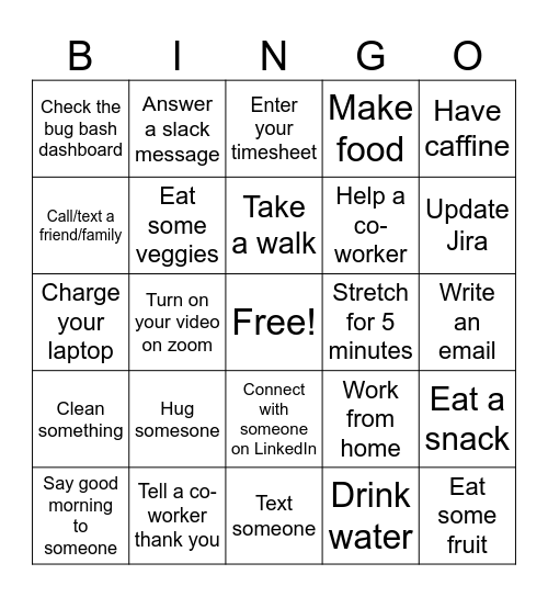 Bug Bash 4/18 Bingo Card