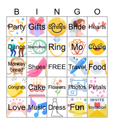 Wedding Bingo! Bingo Card