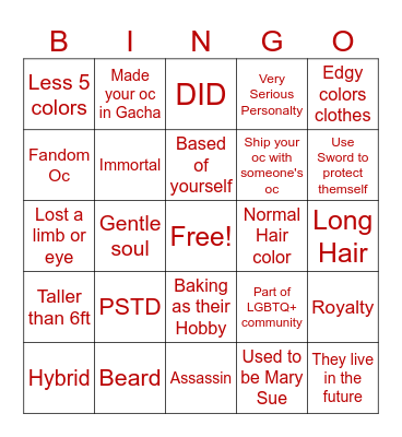 Ocs Bingo Card