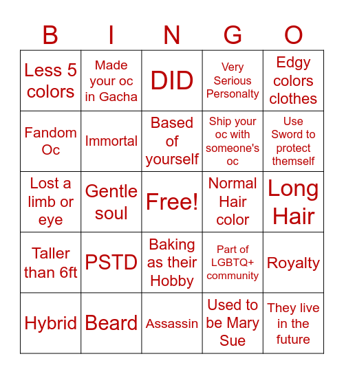 Ocs Bingo Card