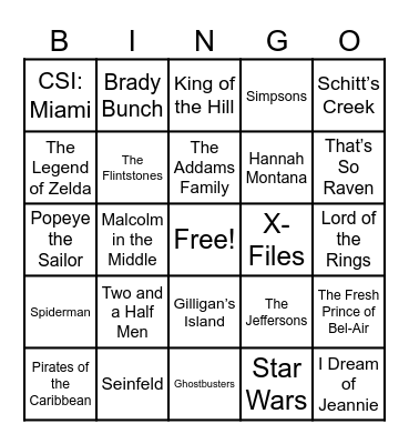 📺Theme Songs📺 Bingo Card