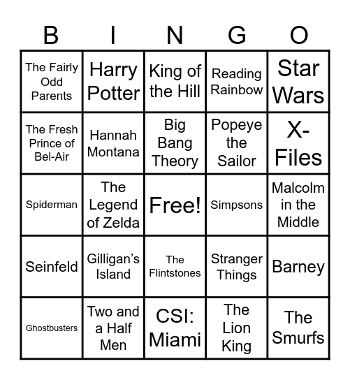 📺Theme Songs📺 Bingo Card