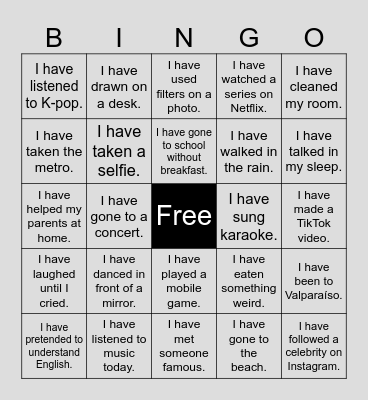 Present perfect Bingo! Bingo Card