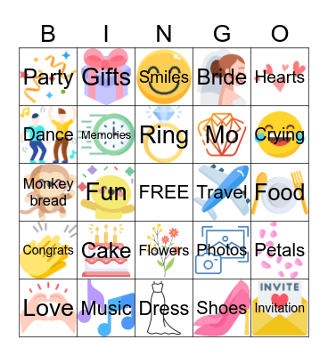 Wedding Bingo! Bingo Card