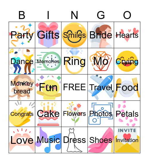 Wedding Bingo! Bingo Card