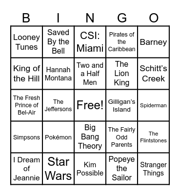 📺Theme Songs📺 Bingo Card
