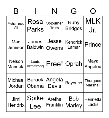 Black Icons Bingo Card